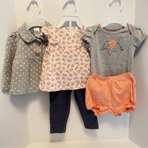 Carter's Baby Girls Top/ Bodysuit/ Bottoms/ Jacket 5 Piece Bundle Size 9 Months